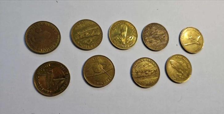 shell, de verovering van de ruimte op penningen, Verzamelen, Merken en Reclamevoorwerpen, Gebruikt, Overige typen, Ophalen of Verzenden