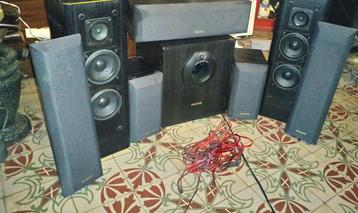 Kit de son AIWA basse + 5 baffles home cinéma pc , tv autres beschikbaar voor biedingen