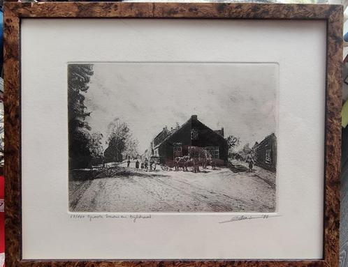groote baan en bijlstraat ets 67/160, Antiek en Kunst, Kunst | Schilderijen | Klassiek, Ophalen