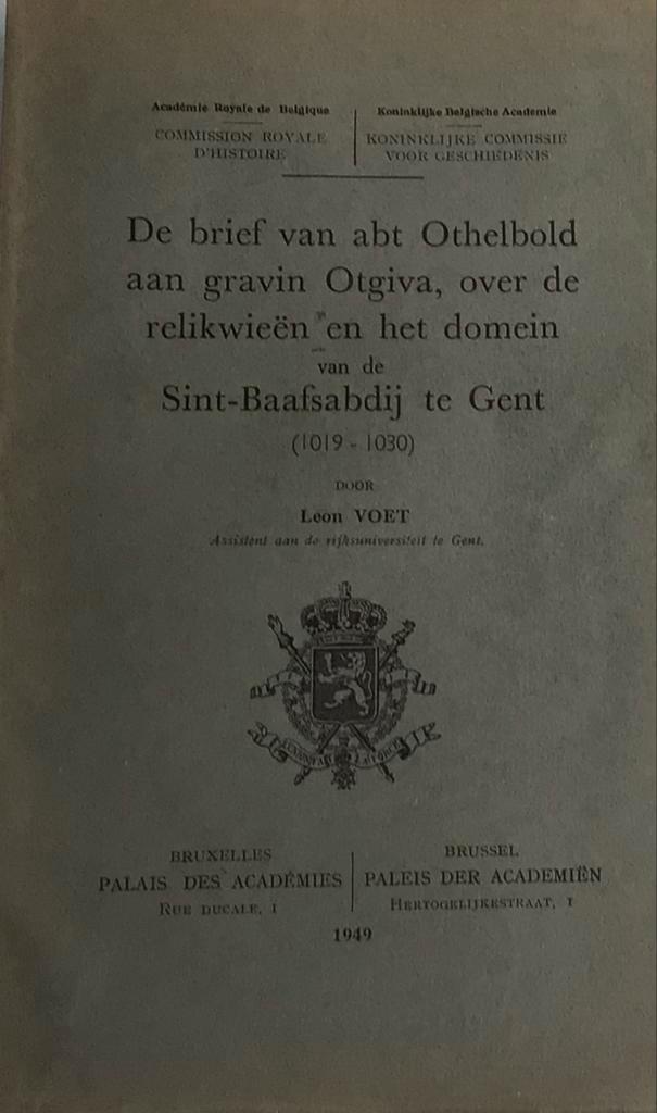 De Brief van Abt Othelbold aan Gravin Otgiva St.- Baafsabdij, Antiquités & Art, Antiquités | Livres & Manuscrits, Enlèvement ou Envoi