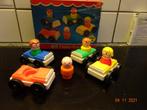 fisher price, set 4 autootjes met 4 popjes*VOLLEDIG*VINTAGE*, Kinderen en Baby's, Ophalen of Verzenden