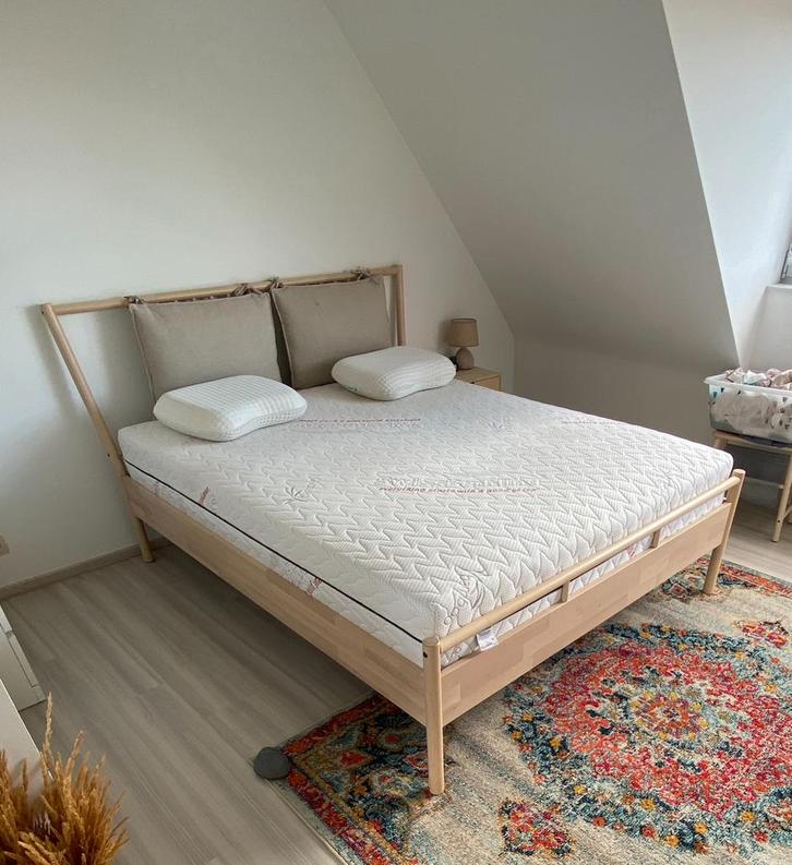 IKEA BJÖRKSNÄS bedframe, Maison & Meubles, Chambre à coucher | Lits, Utilisé, Deux personnes, 160 cm, 200 cm, Bois, Enlèvement