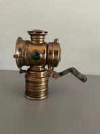 Antieke koperen carbid fietslamp, Antiek en Kunst, Ophalen