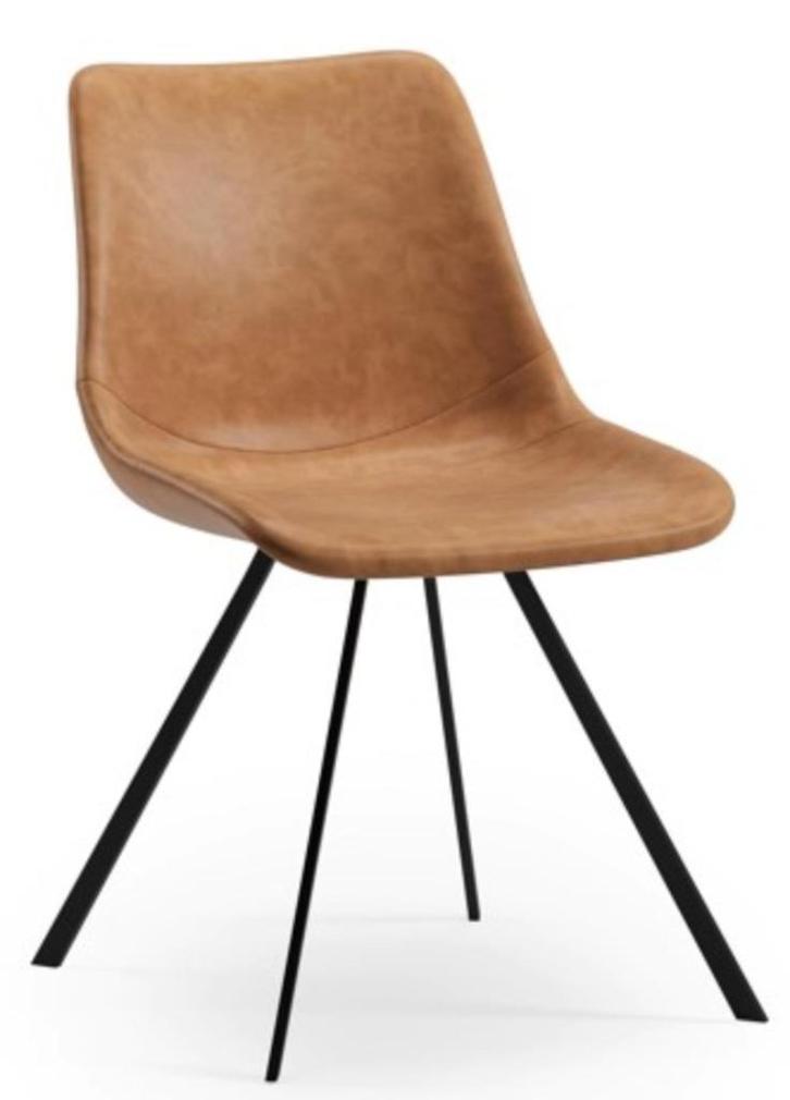 Eetkamerstoel - kuipmodel 4st., Huis en Inrichting, Stoelen, Gebruikt, Vier, Kunststof, Leer, Metaal, Overige kleuren, Ophalen