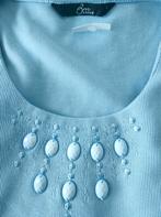 T-shirt chic en maille texturée taille L, Enlèvement ou Envoi, Bleu, Manches courtes