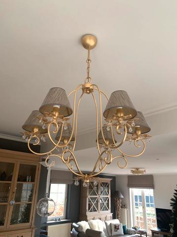Luster 6 lampen bladgoud beschikbaar voor biedingen