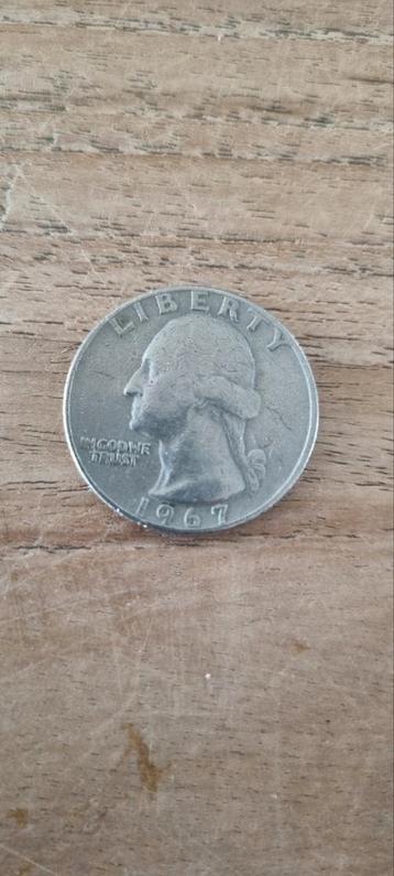 Zeer zeldzame liberty munt 1967 quater dollar met washington