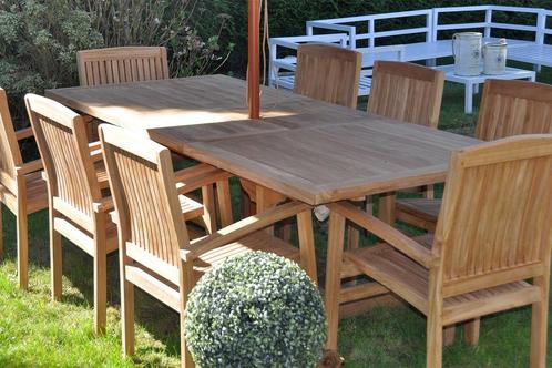 Uitschuifbare tuintafel in teak, Tuin en Terras, Tuintafels, Zo goed als nieuw, Rechthoekig, Teakhout, Ophalen
