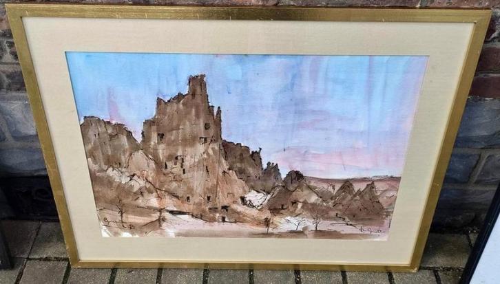 aquarelle signe jose van gucht, Antiek en Kunst, Kunst | Schilderijen | Klassiek, Ophalen of Verzenden