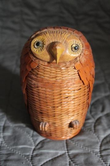 Mandje in de vorm van een uil bruin doorsnee bodem 8 cm  beschikbaar voor biedingen