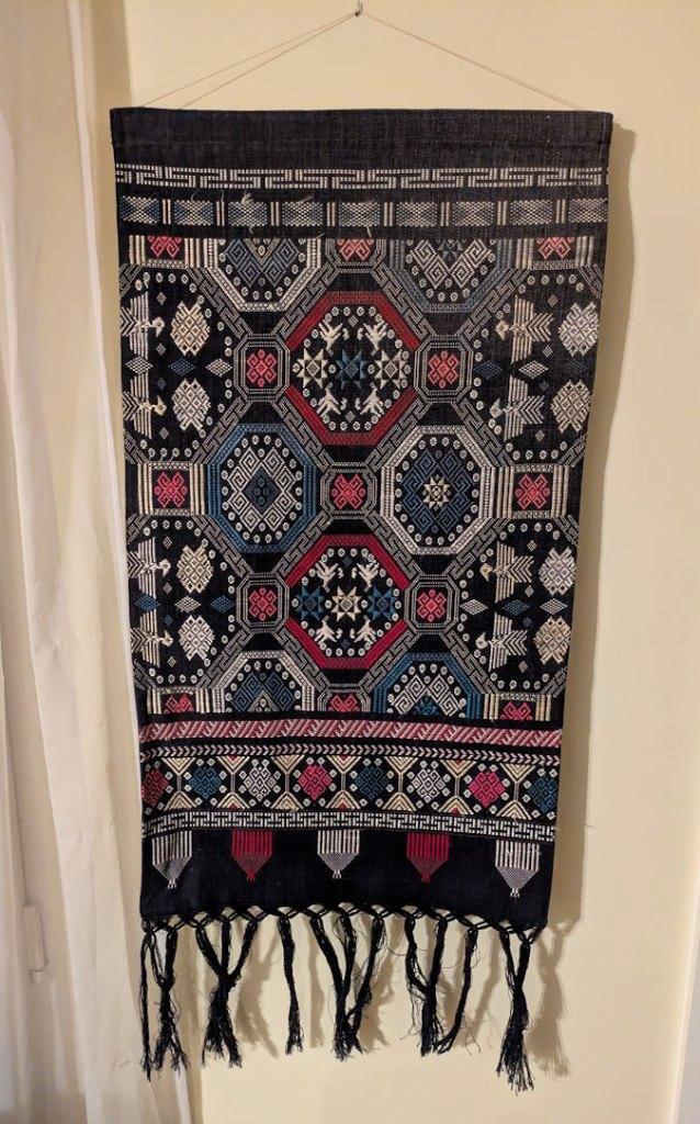 Etnisch handgeweven wandkleed uit Laos/Thailand, Antiquités & Art, Tapis & Textile, Enlèvement ou Envoi