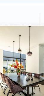 3 design lampen en 1 bijhorende staande lamp, Ophalen, Zo goed als nieuw, Glas, 75 cm of meer