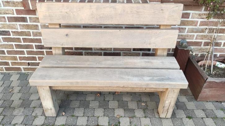 Tuinbank massief eiken hout, Jardin & Terrasse, Bancs de jardin, Bois, Enlèvement