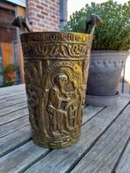 Antiek bronzen wijwatervat aspersorium 2200g religieus, Ophalen of Verzenden, Brons