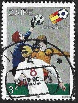 1 Postzegel Zaïre 1981 WK Voetbal – Spanje, Enlèvement ou Envoi, Affranchi, Sport