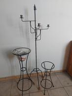 3 pièces métalliques (candélabre+porte plante+porte vasque), Enlèvement, Utilisé
