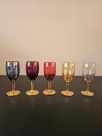 5 gekleurde wijn/ cava glaasjes., Verzamelen, Glas en Drinkglazen, Ophalen, Gebruikt