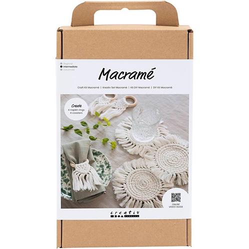 KNUTSELPAKKET MACRAMÉ TAFELDECORATIE OFF WHITE, Hobby en Vrije tijd, Overige Hobby en Vrije tijd, Nieuw, Verzenden