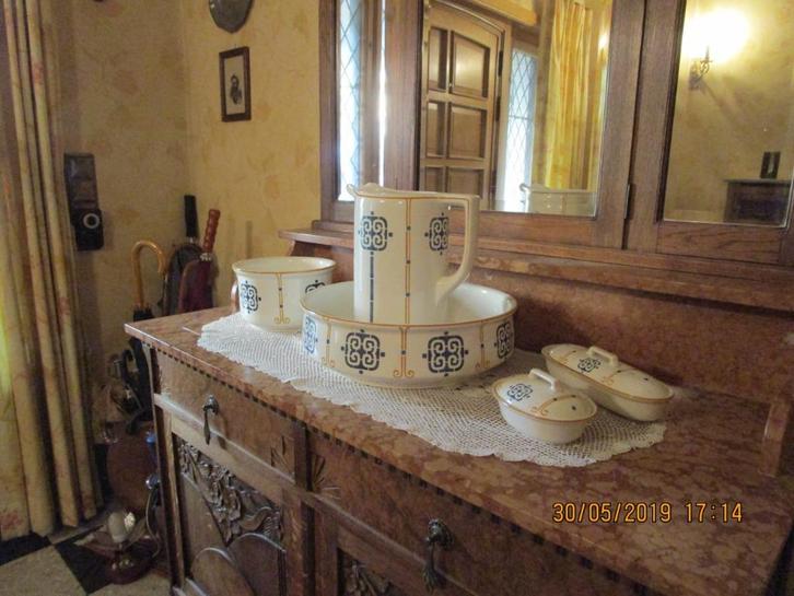 5-delig Lampetstel Art Deco, Antiek en Kunst, Antiek | Keramiek en Aardewerk, Ophalen