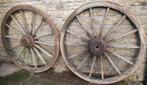 Lot de 2 anciennes grandes roues de chariot (138 cm), Antiquités & Art, Enlèvement