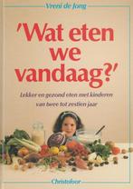 boek: wat eten we vandaag?-Vreni de Jong+GRATIS boekensteun, Boeken, Ophalen of Verzenden, Zo goed als nieuw, Gezond koken