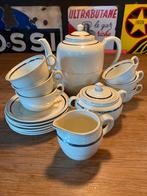 Koffieservies Nimy wit met zilveren rand, Antiek en Kunst, Antiek | Servies compleet, Ophalen of Verzenden
