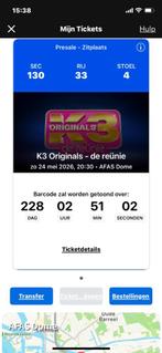 K3 Originals, de reünie - ticket zondag 24 mei, 20:30u, Tickets en Kaartjes, Eén persoon, Mei, Overige typen