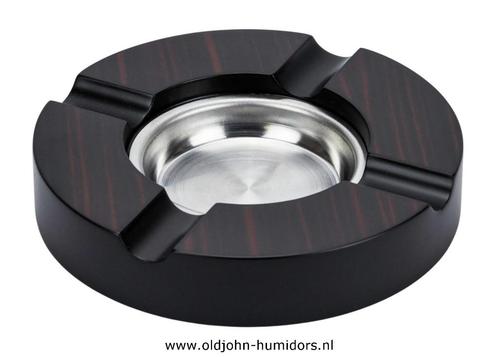 SAB20 SIGAREN ASBAK -ROND MET 2 LEGGERS EBBENHOUT - 16 cm!, Verzamelen, Rookartikelen, Aanstekers en Luciferdoosjes, Nieuw, Asbak