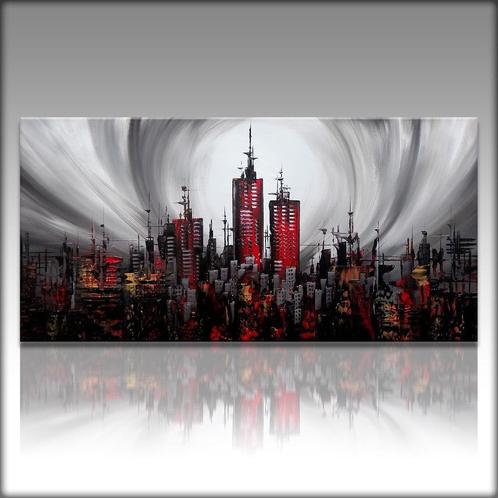 " City at Night "  prachtig Acrylschilderij van Gia Hung, Antiek en Kunst, Kunst | Schilderijen | Modern, Ophalen of Verzenden