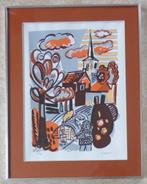 WARD LERNOUT / DORP VLAANDEREN / KLEURLITHO / 71x55cm KADER, Antiek en Kunst, Kunst | Litho's en Zeefdrukken, Ophalen