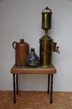 tafeltje hout smeedijzer poten old side table bijzettafel, Minder dan 45 cm, Gebruikt, Rechthoekig, Ophalen of Verzenden