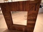 Grote rustieke spiegel PR Interiors – Robuust driftwood/teak, Ophalen, Vierkant, Zo goed als nieuw, 75 tot 100 cm