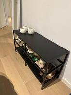 Zwarte open lage kast, Huis en Inrichting, Tafels | Sidetables, Ophalen, Kunststof, 100 tot 150 cm, Zo goed als nieuw