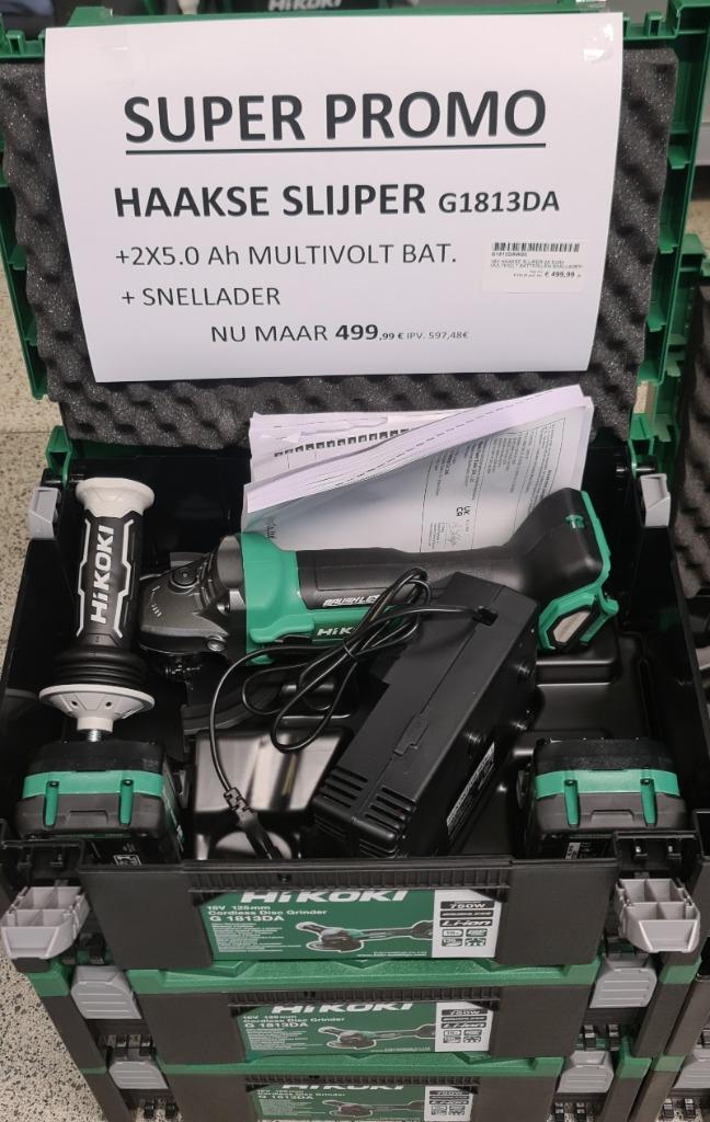 superpromo nieuwe hikoki slijpschijf g1813da en batterijpack, Doe-het-zelf en Bouw, Gereedschap | Slijpmachines, Nieuw, Ophalen