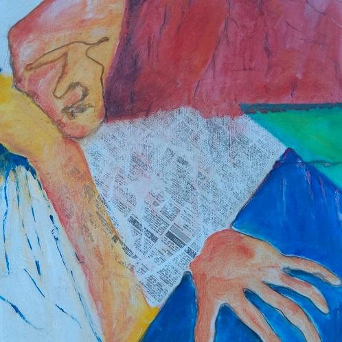 Schilderij op doek. Mixed Media., Antiek en Kunst, Kunst | Schilderijen | Abstract, Ophalen