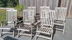 6 verstelbare teak tuinstoelen met kussens, Tuin en Terras, Ophalen, Gebruikt