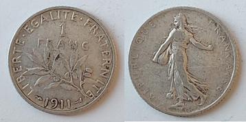 Frankrijk, 1 franc Semeuse, Zilver 1911