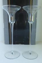 2 elegante glazen kandelaars, Moins de 25 cm, Enlèvement ou Envoi, Comme neuf, Autres matériaux