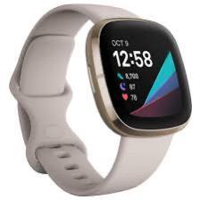 Fitbit Sense goud/wit + toebehoren & extra’s, Handtassen en Accessoires, Smartwatches, Zo goed als nieuw, Wit, Calorieverbanding