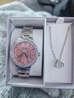Horloge +ketting, Handtassen en Accessoires, Horloges | Dames, Staal, Polshorloge, Nieuw, Zilver