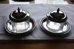 Twee jampotjes op zilveren schaaltjes met dito deksels, Antiek en Kunst, Ophalen of Verzenden