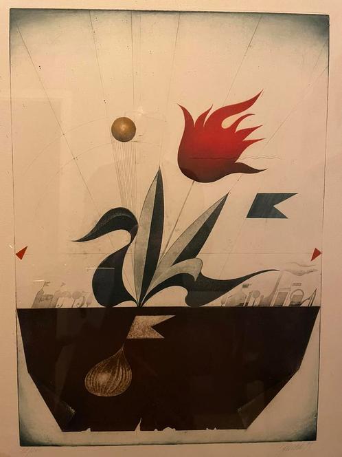 Mooie kleur ets van Janak Alois, Antiek en Kunst, Kunst | Schilderijen | Abstract, Ophalen
