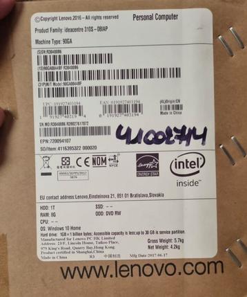 IdeaCentre 310S-08IAP Intel Celeron Zilver desktop pc beschikbaar voor biedingen