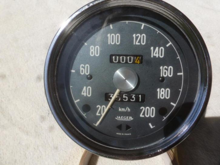 SIMCA 1200S Coupé: 200 km/h snelheidsmeter: JAEGER, Auto-onderdelen, Dashboard en Schakelaars, Gebruikt, Ophalen of Verzenden
