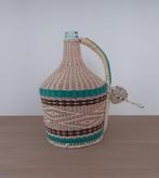 Vintage geweven rieten fles - 35 cm hoog, Huis en Inrichting, Woonaccessoires | Vazen, Ophalen of Verzenden, Gebruikt