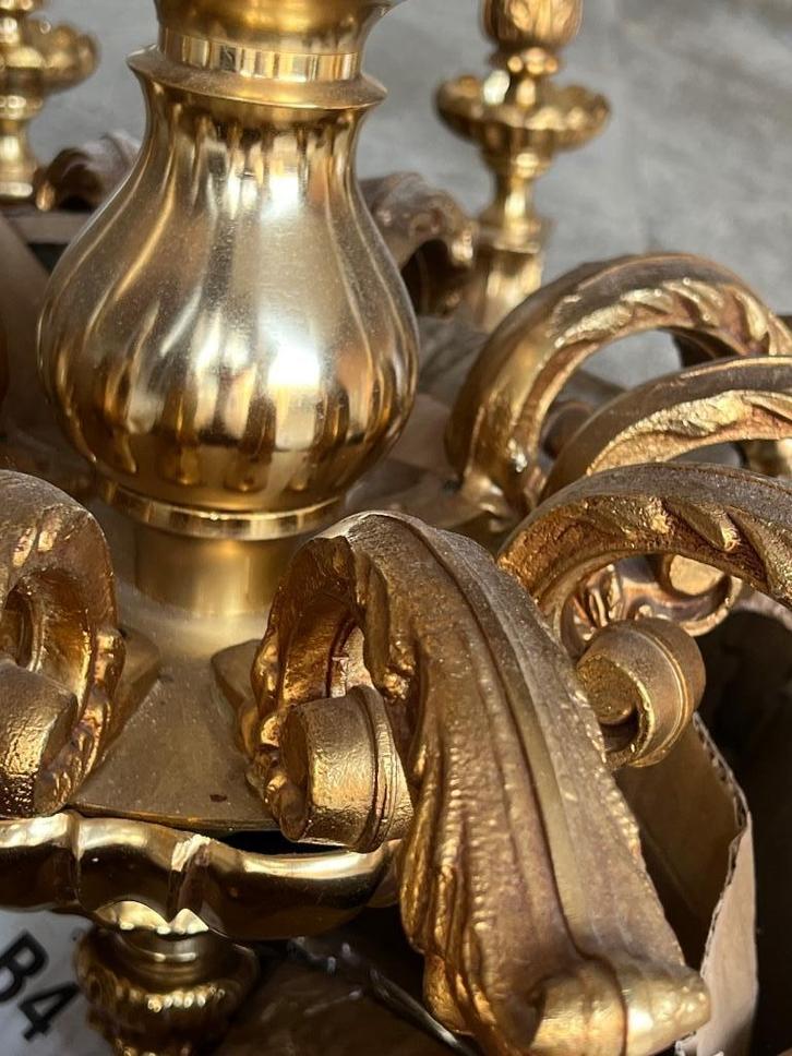 Mazarin massief bronzen vergulde  kroonluchter met 10 armen, Antiek en Kunst, Curiosa en Brocante, Ophalen