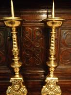 *2 grands beaux chandeliers lourds en bronze -19e siècle, Enlèvement ou Envoi
