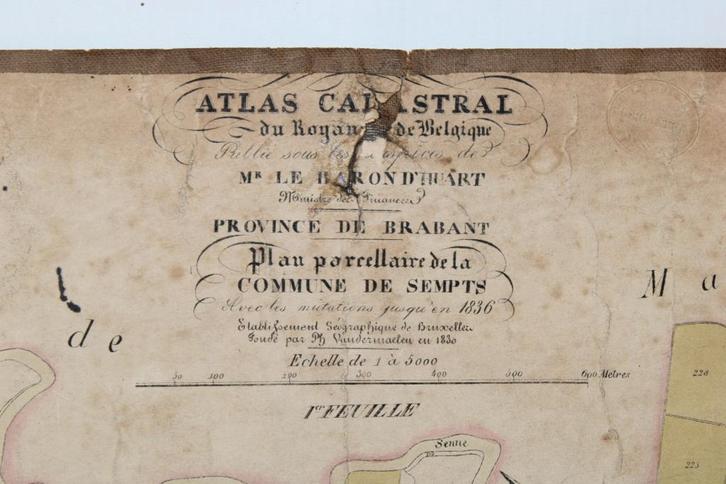 3 oude kaarten van Zemst (Sempts), Vandermaelen, 19de eeuw, Antiek en Kunst, Curiosa en Brocante, Ophalen