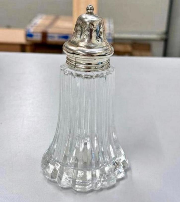 Franse Shabby vintage suiker / zout strooier silver plated, Antiek en Kunst, Antiek | Servies los, Ophalen of Verzenden