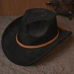 Cowboyhoed Zwart Met Bruin Gevlochten Band (Nieuw), Kleding | Heren, Hoeden en Petten, Ophalen of Verzenden, Nieuw, 57 cm (M, 7⅛ inch) of minder